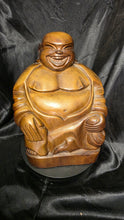 Load image into Gallery viewer, Hand Carved Solid Wood Laughing Buddha Sculpture Heavy Artisan Figure
