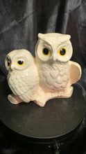 Load image into Gallery viewer, Vintage White Ceramic Owl Pair Figurine Mother Baby Mid-Century Charm

