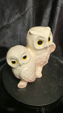 Load image into Gallery viewer, Vintage White Ceramic Owl Pair Figurine Mother Baby Mid-Century Charm
