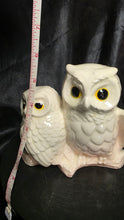 Load image into Gallery viewer, Vintage White Ceramic Owl Pair Figurine Mother Baby Mid-Century Charm
