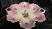 Cargar imagen en el visor de la galería, Antique Porcelain Violet Floral Serving Dish Scalloped Handles
