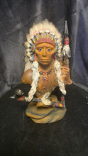 Load image into Gallery viewer, Vintage Native American Chief Bust Figurine War Bonnet Pipe Spear
