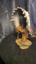 Load image into Gallery viewer, Vintage Native American Chief Bust Figurine War Bonnet Pipe Spear
