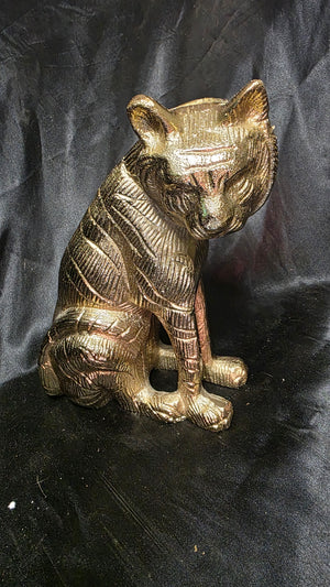 Vintage Egyptian Revival Brass Cat Figurine 10