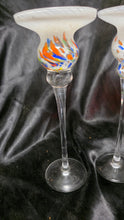 Cargar imagen en el visor de la galería, VIETRI Chiara White Art Glass Candlesticks Set of 2 Italian Mouthblown
