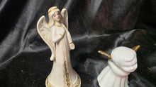 将图片加载到图库查看器，Vintage Porcelain Angel Bell &amp; Cherub Figurine Gold Trim Set Lot

