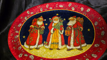 将图片加载到图库查看器，Susan Winget Victorian Santa Oval Serving Platter Certified International
