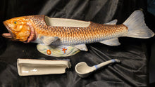 Cargar imagen en el visor de la galería, Vintage Italian Majolica Redfish Tureen with Lid &amp; Ladle Figural Serving Piece
