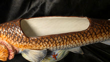 Cargar imagen en el visor de la galería, Vintage Italian Majolica Redfish Tureen with Lid &amp; Ladle Figural Serving Piece
