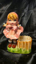 Charger l'image dans la galerie, Vintage Inarco E-2449 Girl Planter Pink Polka Dot Dress Japan Figurine
