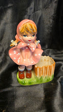 Charger l'image dans la galerie, Vintage Inarco E-2449 Girl Planter Pink Polka Dot Dress Japan Figurine
