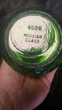Load image into Gallery viewer, Vintage Hoosier Glass Emerald Green Quilted Diamond Hourglass Vase
