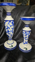 Load image into Gallery viewer, Pair of Lauren Ralph Lauren Mandarin Blue Chinoiserie Candle Holders
