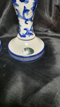 Load image into Gallery viewer, Pair of Lauren Ralph Lauren Mandarin Blue Chinoiserie Candle Holders
