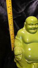 गैलरी व्यूवर में इमेज लोड करें, Glossy Lime Green Laughing Buddha Prosperity Feng Shui Ceramic Statue
