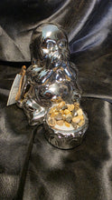 Load image into Gallery viewer, GC Home Décor Speak No Evil Buddha Tea Light Holder Silver Ceramic
