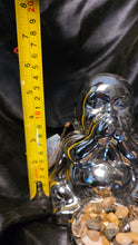 Load image into Gallery viewer, GC Home Décor Speak No Evil Buddha Tea Light Holder Silver Ceramic
