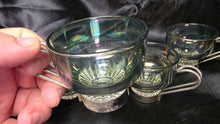 Load image into Gallery viewer, Vintage Smoked Glass Espresso Cups Set of 4 with Metal Holders Retro Coffee
