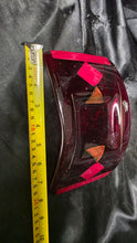 Load image into Gallery viewer, Handcrafted Fused Art Glass Crescent Bowl Cranberry Red Geometric Console Tray

