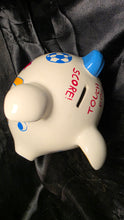 Load image into Gallery viewer, Child to Cherish Sports Theme Ceramic Piggy Bank SCORE! Baseball Soccer Bank

