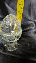 Load image into Gallery viewer, Vintage Avon Crystal Clear Pedestal Egg Trinket Box Covered Glass Container
