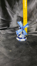 Cargar imagen en el visor de la galería, Vintage Delft Blue Hand Painted Windmill Figurine with Spinning Blades
