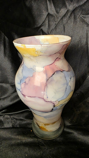Modern Frosted Art Glass Vase Pastel Watercolor Abstract Flora26 Italy