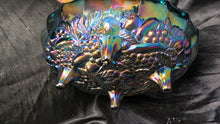 Load image into Gallery viewer, Vintage Indiana Glass Harvest Grape Blue Carnival Glass Footed Bowl
