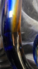 Load image into Gallery viewer, Vintage Murano Art Glass Spiral Sculpture Cobalt Blue Amber Swirl 13"
