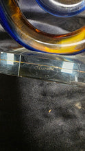 Load image into Gallery viewer, Vintage Murano Art Glass Spiral Sculpture Cobalt Blue Amber Swirl 13"
