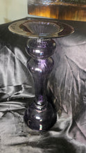 Cargar imagen en el visor de la galería, Vintage Amethyst Purple Glass Pillar Taper Candle Holder MCM
