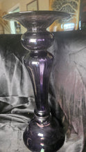 Cargar imagen en el visor de la galería, Vintage Amethyst Purple Glass Pillar Taper Candle Holder MCM
