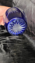 Cargar imagen en el visor de la galería, Vintage Bohemian Style Cobalt Blue Cut-to-Clear Glass Decanter
