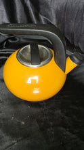 गैलरी व्यूवर में इमेज लोड करें, Vintage Michael Lax Copco Yellow Enamel Tea Kettle Danish Modern
