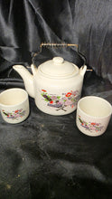 Load image into Gallery viewer, Vintage Japanese Porcelain Teapot &amp; 2 Yunomi Tea Cups Fan Floral Set
