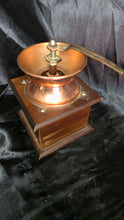 Load image into Gallery viewer, Vintage Hand Crank Coffee Grinder Copper Hopper Wood Box Mill
