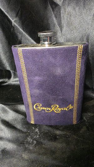 Crown Royal Purple Suede Stainless Steel 8oz Hip Flask