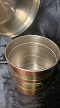 Charger l'image dans la galerie, Vintage Copper Brass Flour Canister w Ceramic Knob Lid
