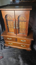 Load image into Gallery viewer, Vintage Wooden Jewelry Armoire Cabinet Chest With Multiple Drawers
