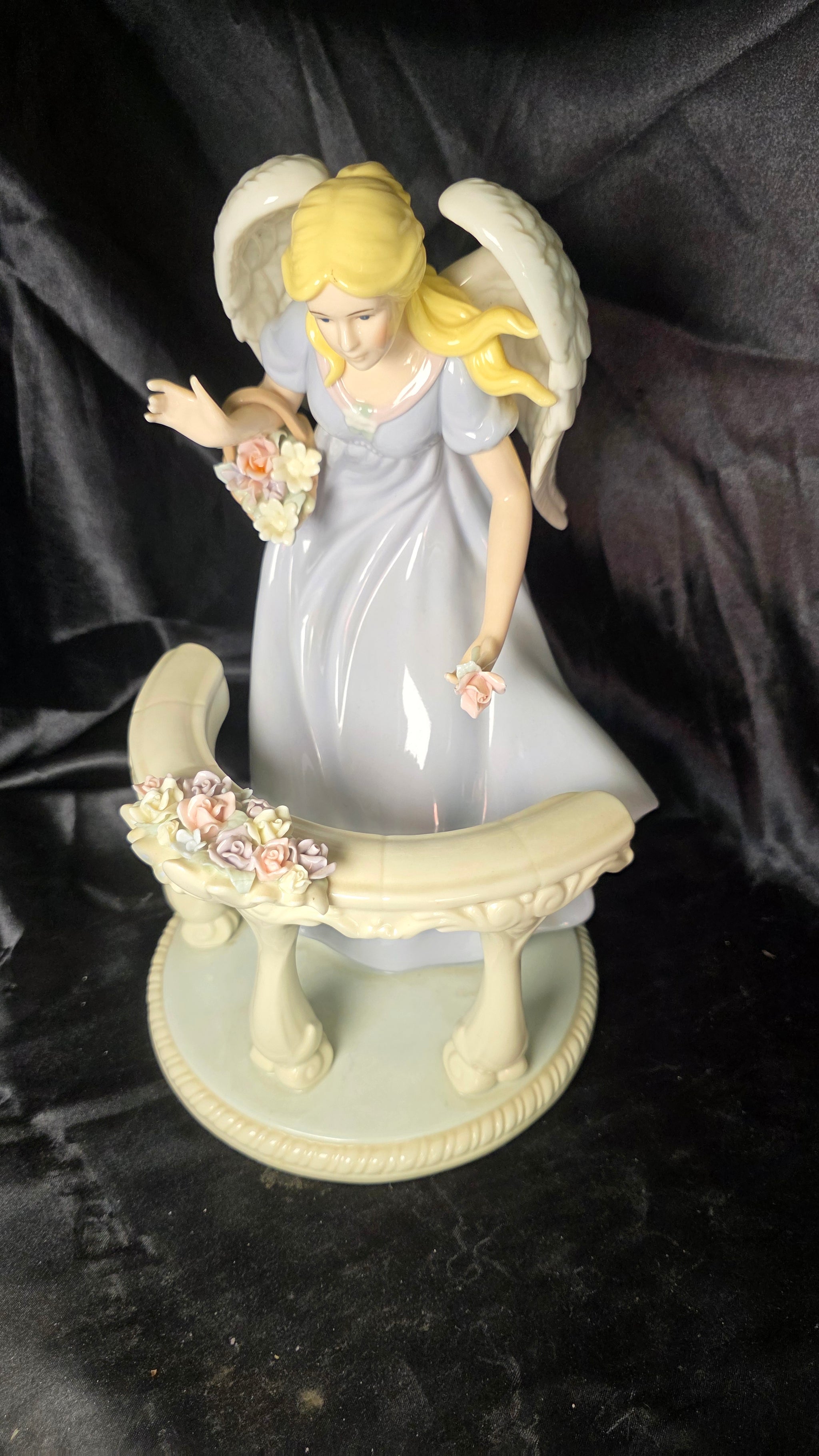 Member's Mark Porcelain Angel Figurine with Floral Balcony