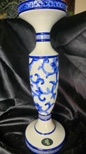 Load image into Gallery viewer, Lauren Ralph Lauren Mandarin Blue Ceramic Pillar Candle Holder 13.5" Chinoiserie Decor
