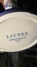 Load image into Gallery viewer, Lauren Ralph Lauren Mandarin Blue Ceramic Pillar Candle Holder 13.5" Chinoiserie Decor

