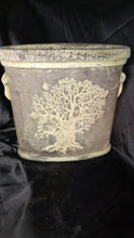 Load image into Gallery viewer, Rustic Tree of Life Ceramic Planter Pot | Distressed Farmhouse Cachepot | Abbott Collection Wisdom
