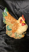 将图片加载到图库查看器，Large Majolica Style Ceramic Hen Figurine – Farmhouse Country Kitchen Decor – 12" Tall
