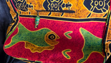 Load image into Gallery viewer, Colorful Batik Fish &amp; Sea Turtle Canvas Tote Beach Bag with Wooden Fish Accents
