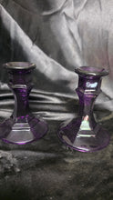 Load image into Gallery viewer, Vintage Amethyst Purple Glass Faceted Taper Candle Holders – Set of 2

