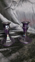Load image into Gallery viewer, Vintage Amethyst Purple Glass Faceted Taper Candle Holders – Set of 2

