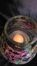 Load image into Gallery viewer, Vineyard Grapes Glass Tealight Candle Holder Lamp Crackle Glass &amp; Hand Painted Shade
