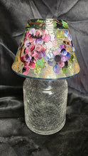 Load image into Gallery viewer, Vineyard Grapes Glass Tealight Candle Holder Lamp Crackle Glass &amp; Hand Painted Shade
