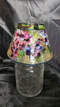 Load image into Gallery viewer, Vineyard Grapes Glass Tealight Candle Holder Lamp Crackle Glass &amp; Hand Painted Shade
